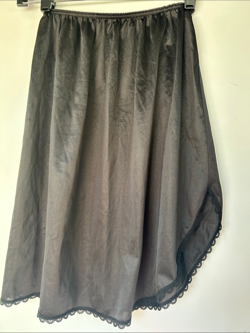 Warner's Black Satin Half Slip with Lace Trim